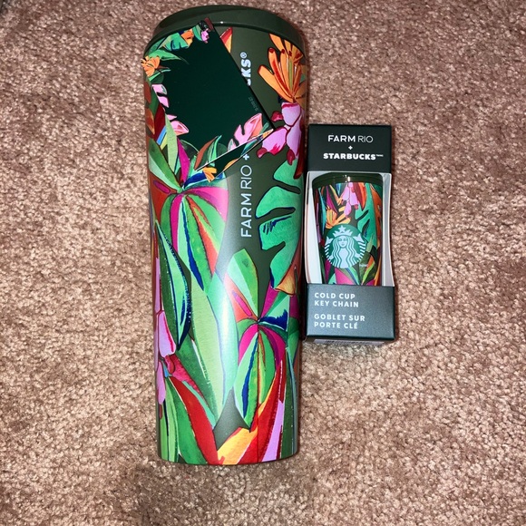 FARM Rio Other - FARM RIO Starbucks LIMITED EDITION  Dark Green Banana Leaves Tumbler / Keychain